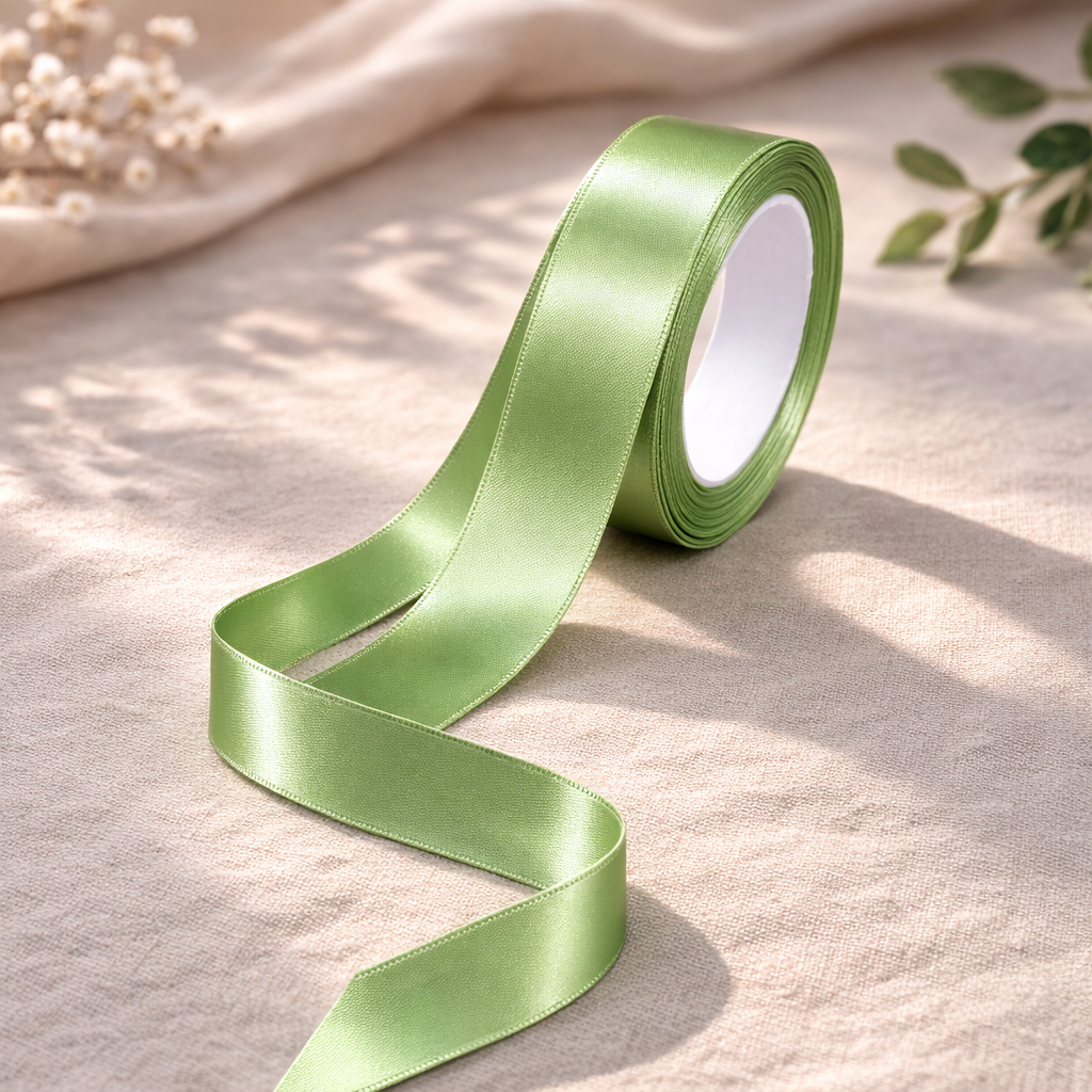 Green Premium Satin Ribbon Roll – 1 Inch Width x 15 Meters Length