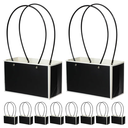 Black Waterproof Flower Gift Bags | Premium Rectangular Gift Bag with Handle for Gifting & Events