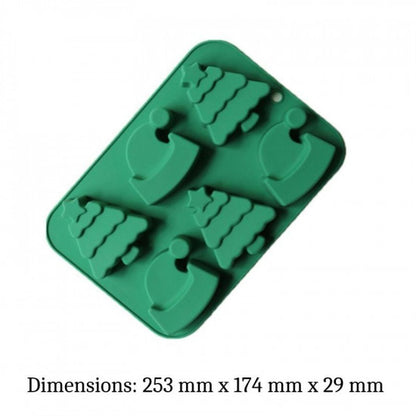 6-Cavity Christmas Silicone Mould – Santa, Snowman & Tree Shapes