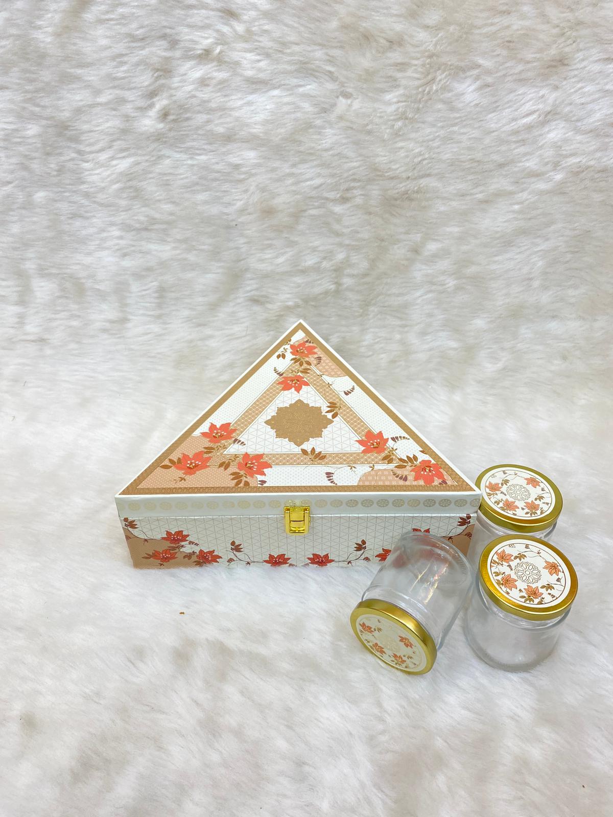 FESTIVE FLOWER MDF HAMPER BOX WITH GLASS JARS