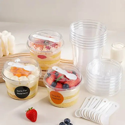 Imported Clear Dessert Cup with Dome Lid & Spoon | 200ml Premium Dessert Container