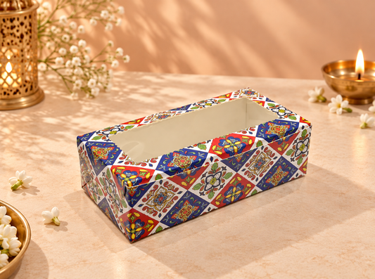 Festive Print 2 Brownie Box with Window – 6 × 3 × 1.75 Inches