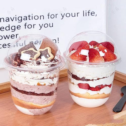Clear Plastic Dessert Cups | Mousse Glass | Parfait & Pudding Containers with Lids