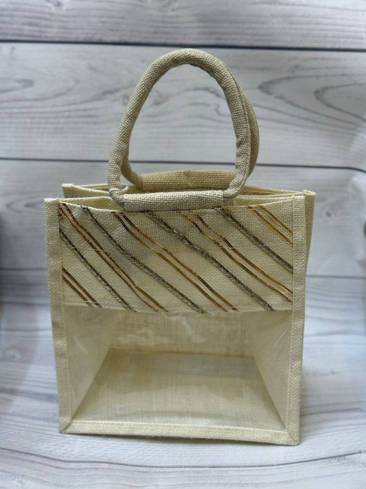Eco-Friendly Jute Gift Bag with Transparent Window | Reusable Hamper & Packaging Tote Lacy