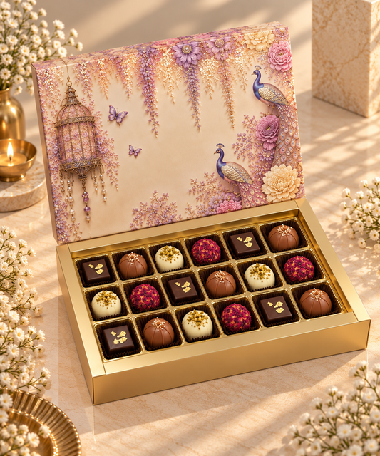 Purple Foil Print 18 Cavity Festive Chocolate & Mithai Box