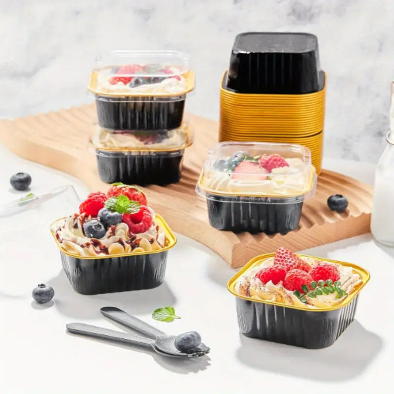 SQUARE FOIL BAKE&SERVE WITH LID (PACK OF 25)