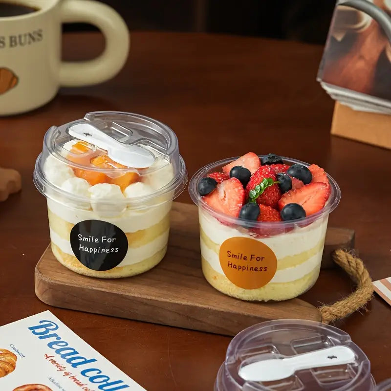 Imported Clear Dessert Cup with Dome Lid & Spoon | 200ml Premium Dessert Container