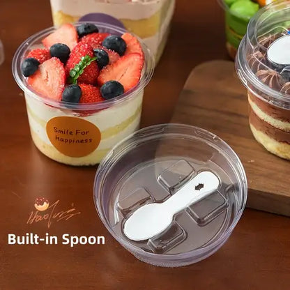 Imported Clear Dessert Cup with Dome Lid & Spoon | 200ml Premium Dessert Container