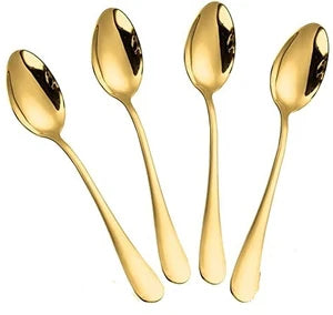 Premium Golden Plastic Dessert Spoons – 5 Inch | Pack of 50