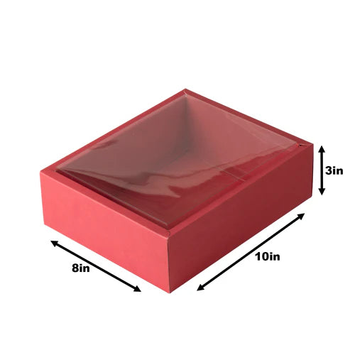Red Hamper Packaging Box With See-Through Lid