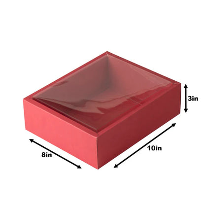 Red Hamper Packaging Box With See-Through Lid