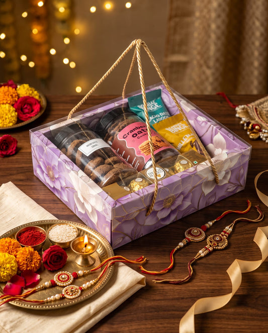 Purple Premium Foil Printed Foldable Hamper Box