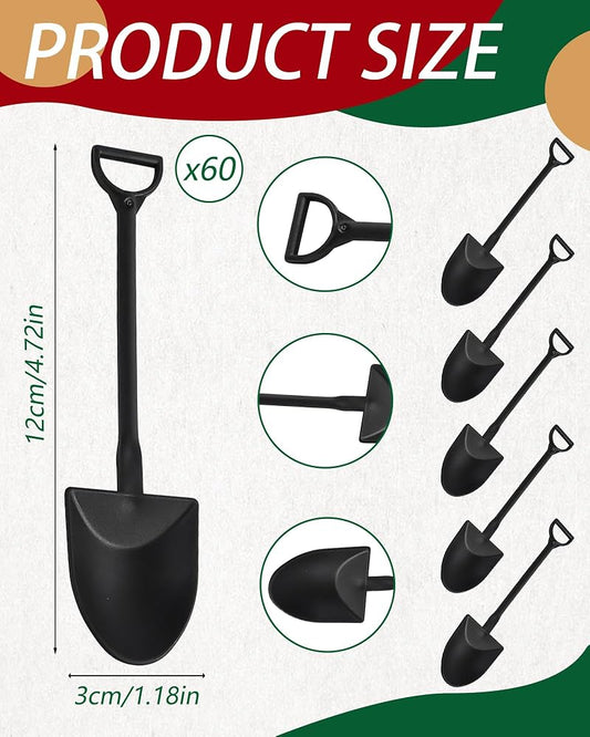 Premium Black Mini Shovel Spoons – 12cm | Pack of 50