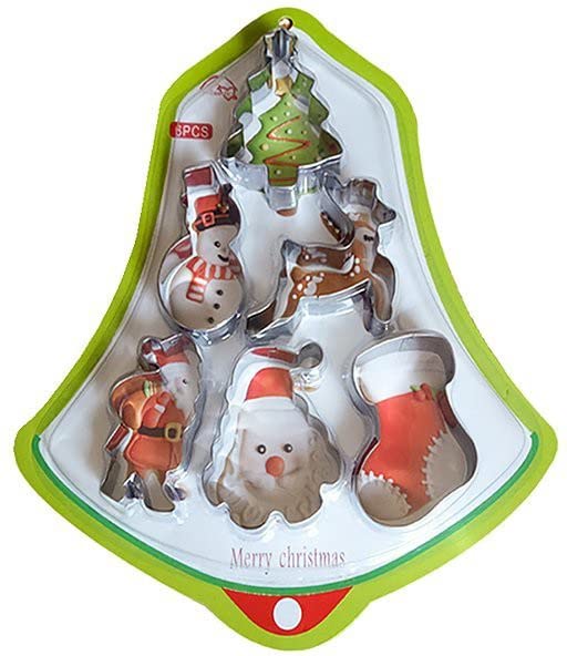 Christmas Baking Cookie Cutter Set (6 Shapes) – Stainless Steel Baking Moulds