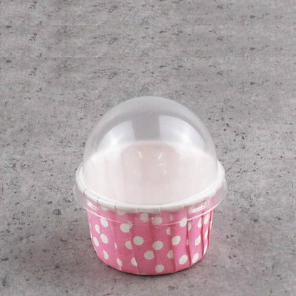 Pink Polka Dot Dessert Cups with Dome Lid | Polka Dot Dessert Cups with Dome Lid