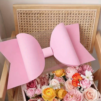 Luxury Pink Gift Box with Large Bow & Clear Lid | Pink Hamper Box With Bow