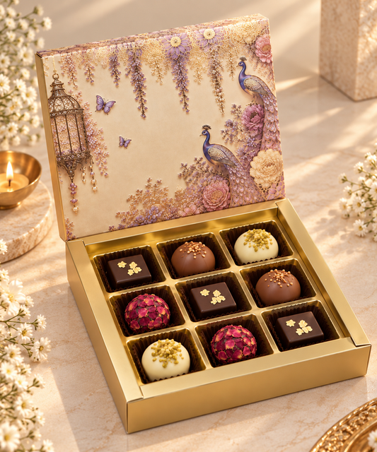 Purple Foil Print 12 Cavity Festive Chocolate & Mithai Box