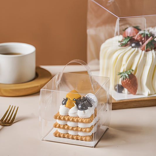 Transparent Mini Cake Box with Handle – 8.5 x 8.5 x 8.5 cm