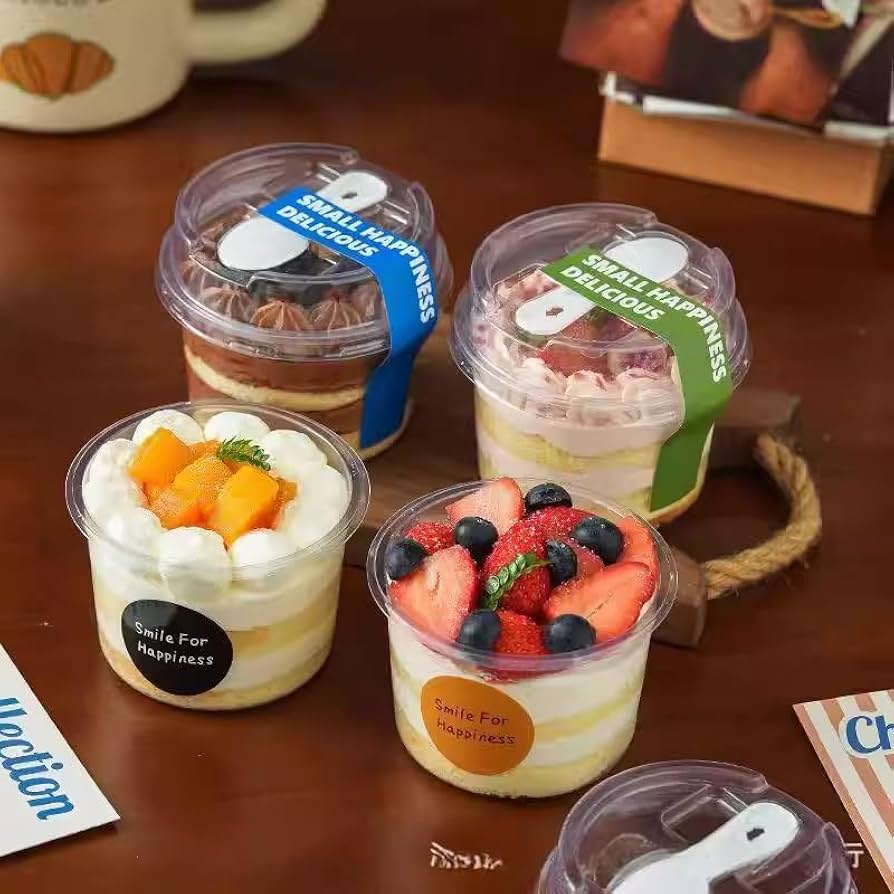 Imported Clear Dessert Cup with Dome Lid & Spoon | 200ml Premium Dessert Container