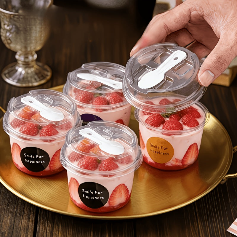 Imported Clear Dessert Cup with Dome Lid & Spoon | 200ml Premium Dessert Container