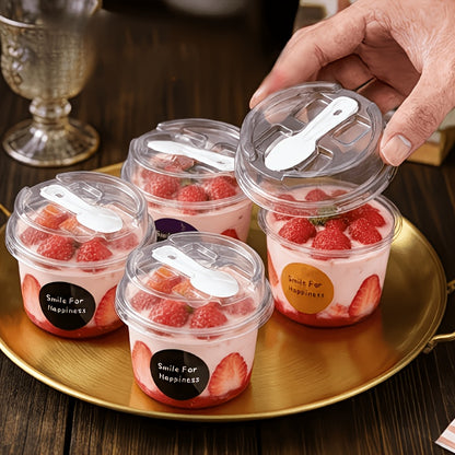 Imported Clear Dessert Cup with Dome Lid & Spoon | 200ml Premium Dessert Container