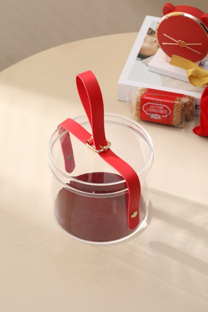 Luxury Transparent Round Hamper Box with Handle | Premium Gift Packaging
