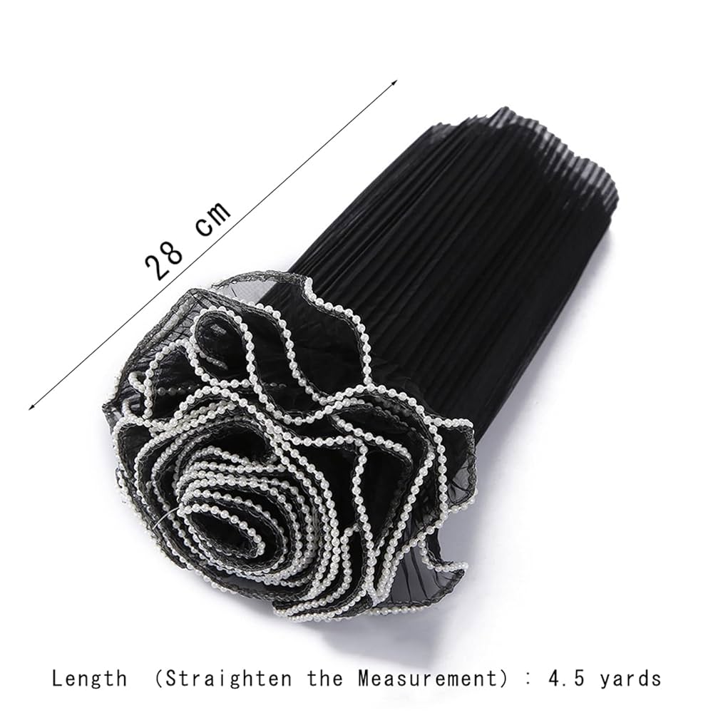 Elegant Black Lace Flower Wrapping Roll – 28 cm × 3.5 m | Wedding & Gift Bouquet Wrap
