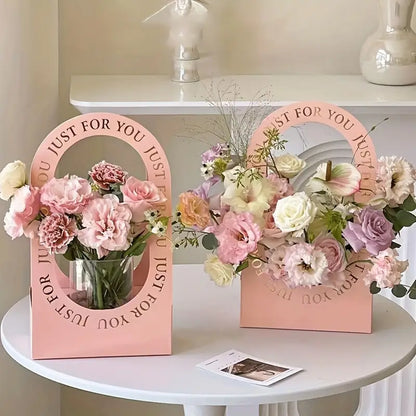 Pink Premium Butterfly Design Flower Carrier Box | Leakproof Bouquet & Gift Packaging