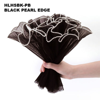 Elegant Black Lace Flower Wrapping Roll – 28 cm × 3.5 m | Wedding & Gift Bouquet Wrap
