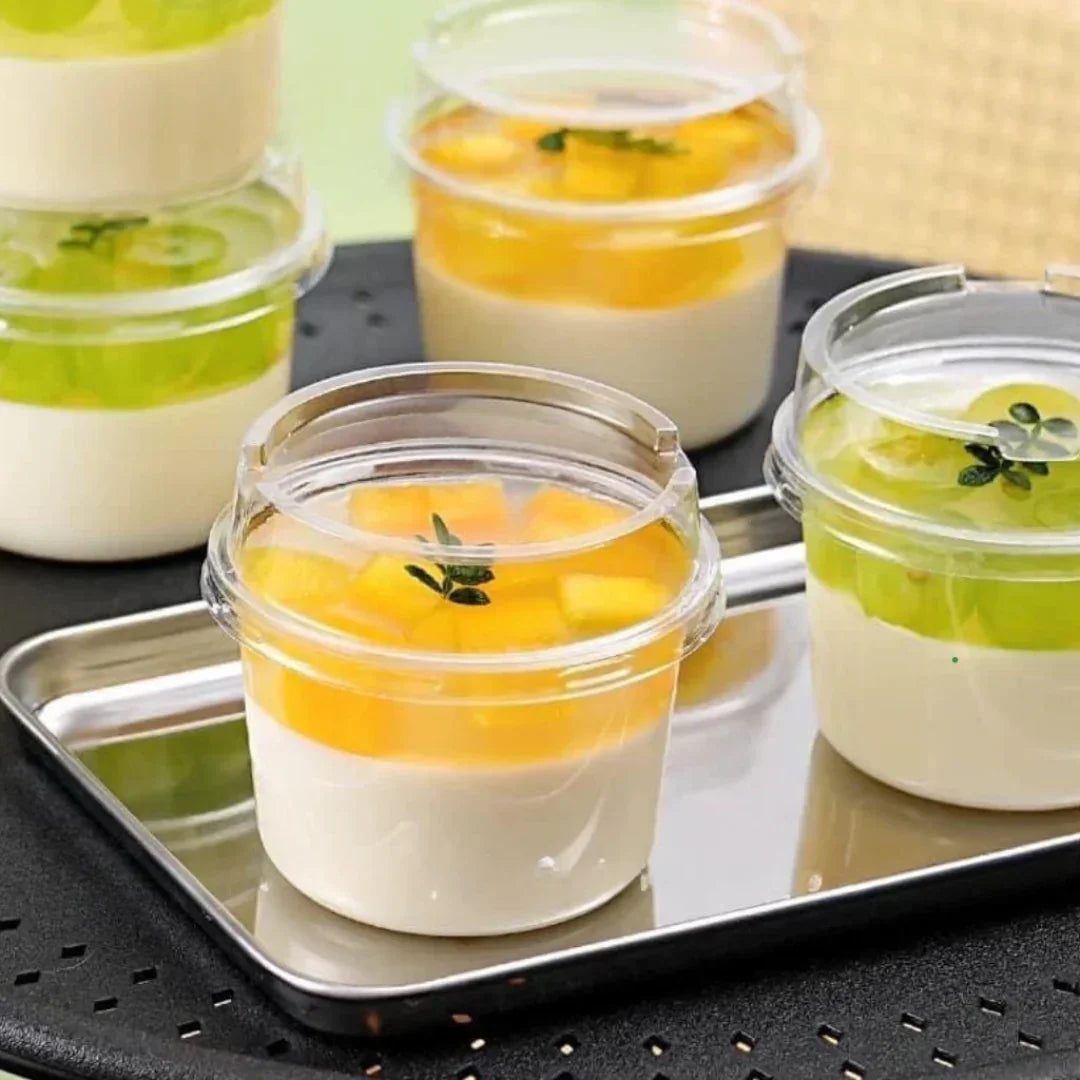 Clear Plastic Dessert Cups | Mousse Glass | Parfait & Pudding Containers with Lids