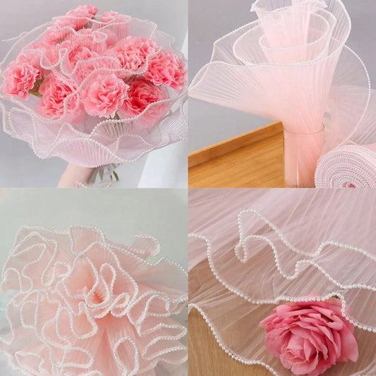 Elegant Peach Lace Flower Wrapping Roll – 28 cm × 3.5 m | Wedding & Gift Bouquet Wrap