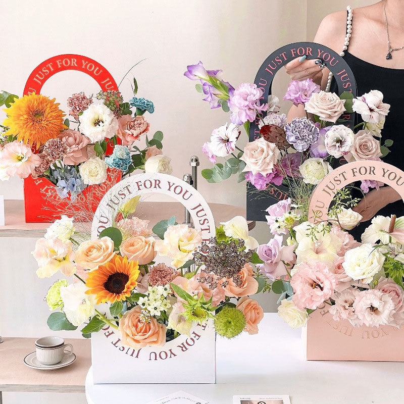 White Premium Butterfly Design Flower Carrier Box | Leakproof Bouquet & Gift Packaging