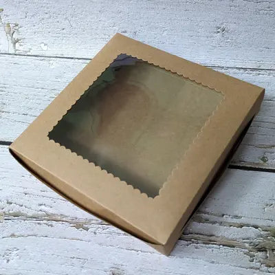 Kraft 4 Brownie Box with Window – Premium Dessert Packaging