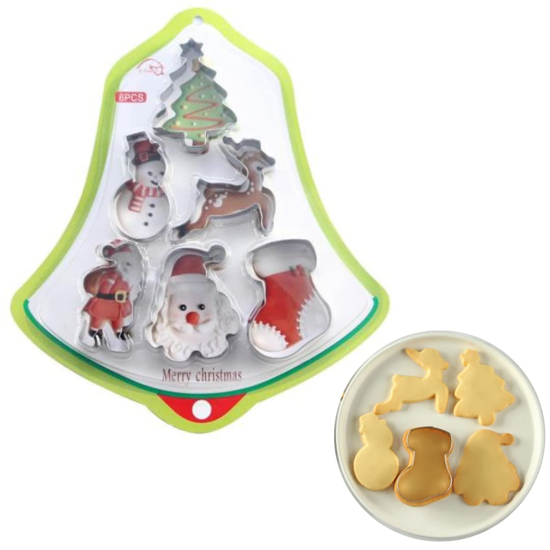 Christmas Baking Cookie Cutter Set (6 Shapes) – Stainless Steel Baking Moulds