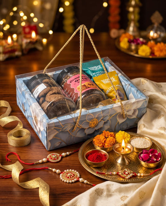 Blue Premium Foil Printed Foldable Hamper Box
