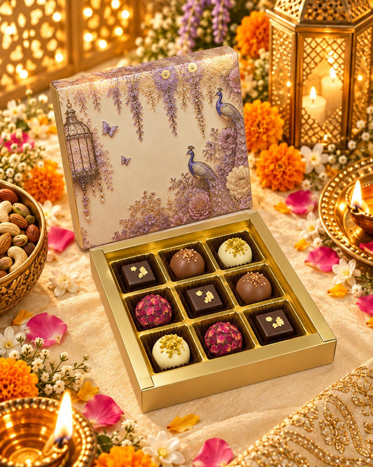 Purple Foil Print 12 Cavity Festive Chocolate & Mithai Box