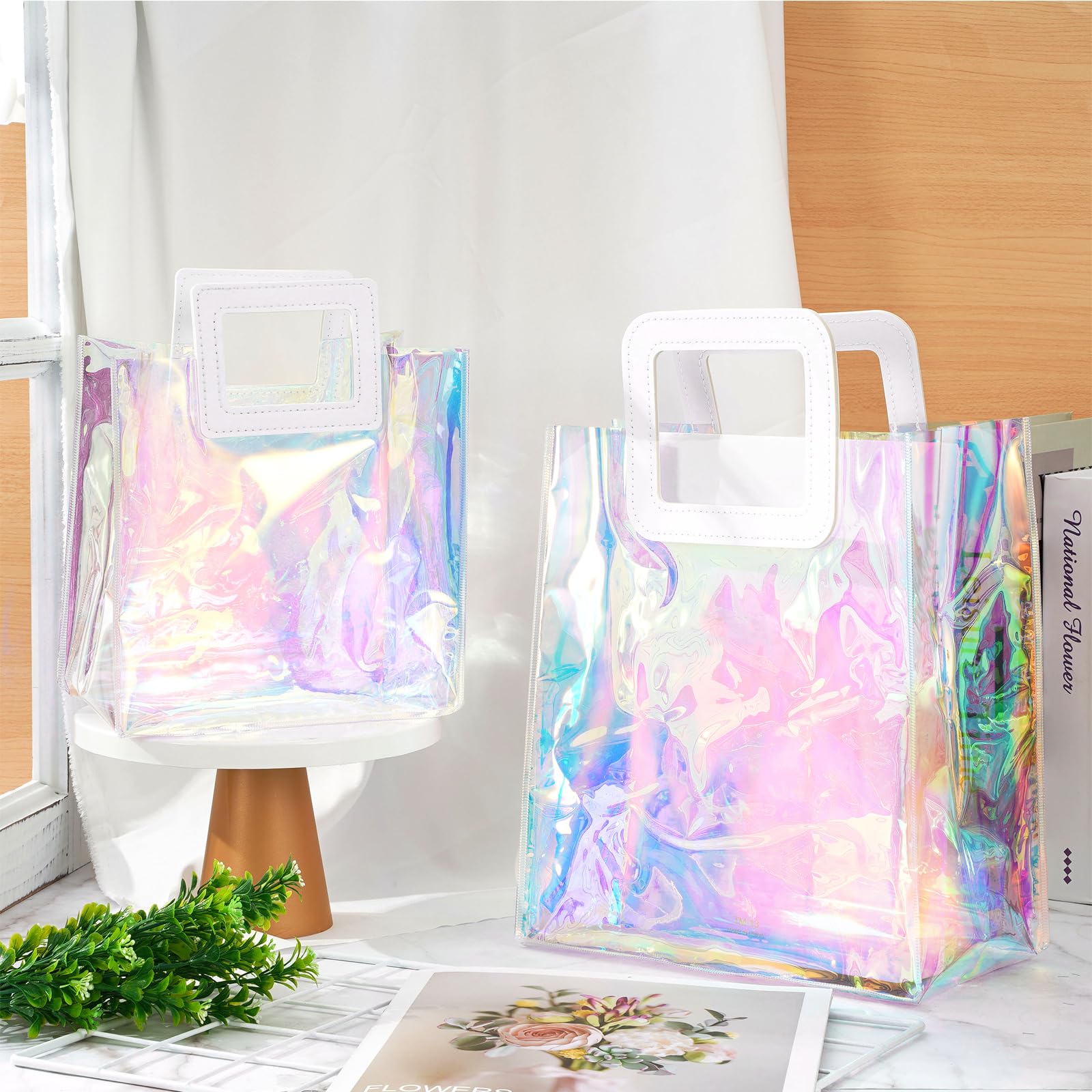 HOLOGRAPHIC GIFT BAG WITH HANDLE (PACK OF 10) – Dispozable
