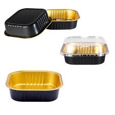Black Square Aluminium Foil Dessert Cup with Clear Lid – 100ml Medium Bake & Serve Container
