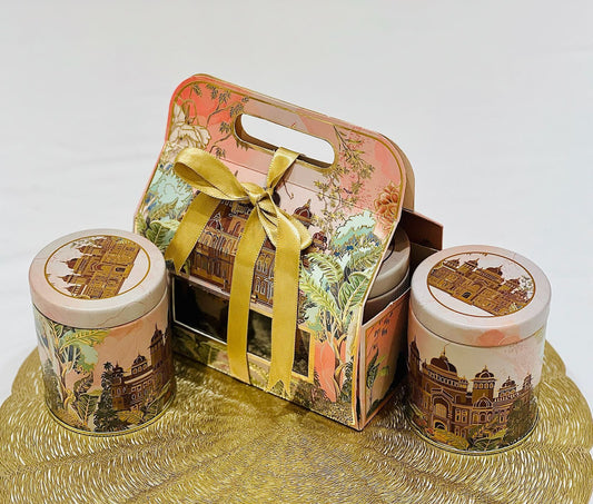 Luxury Diwali Gift Box with 2 Jars – Festive Gifting Hamper Mahal Design