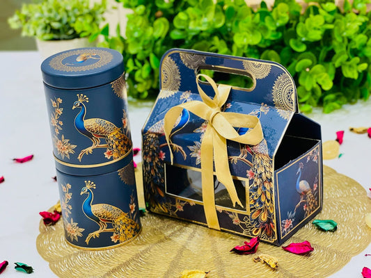 Luxury Diwali Gift Box with 2 Jars – Festive Gifting Hamper Peacock Design