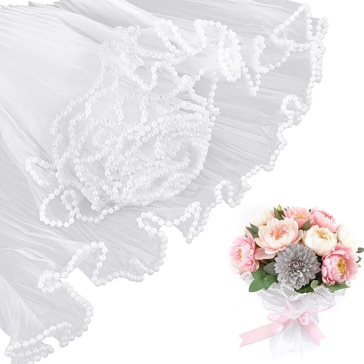 Elegant White Lace Flower Wrapping Roll – 28 cm × 3.5 m | Wedding & Gift Bouquet Wrap