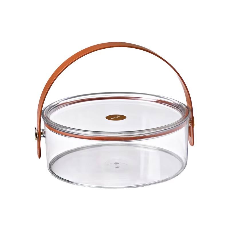 Luxury Big Transparent Round Hamper Box with Lid & Handle | Premium Gift Packaging