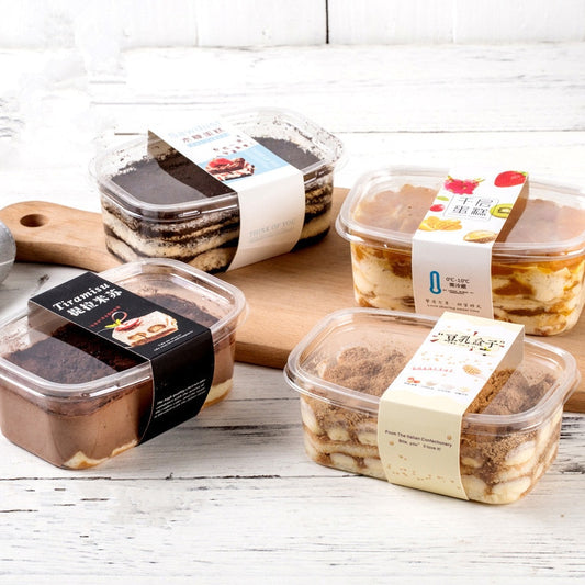 Clear Rectangular Dessert Box with Lid – 350ml Cake & Tiramisu Dessert Container