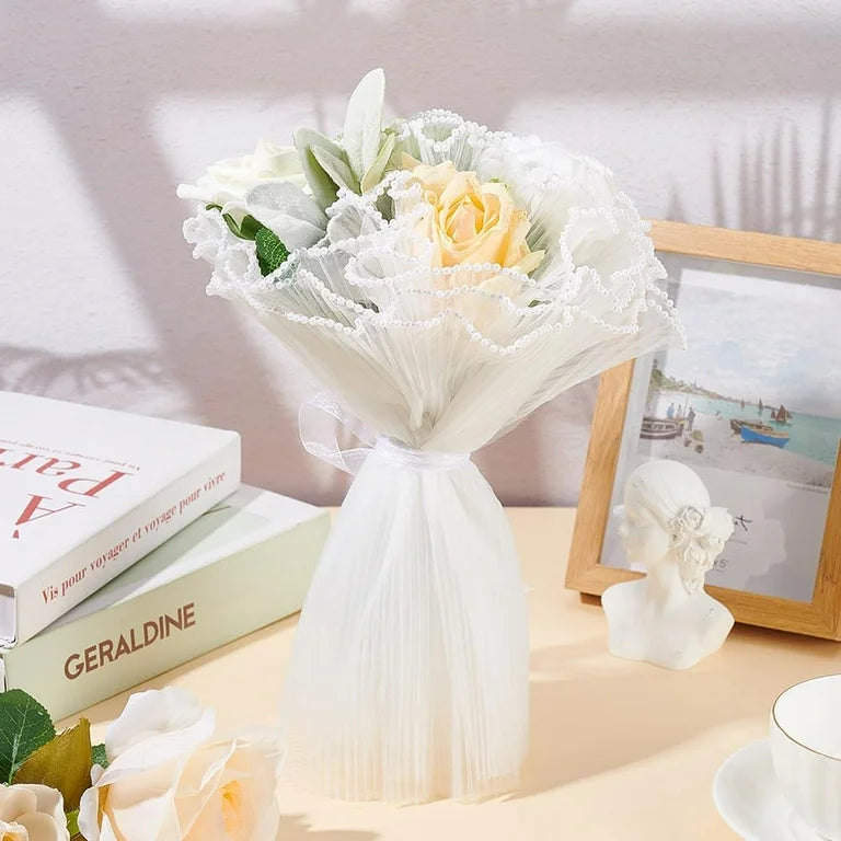 Elegant White Lace Flower Wrapping Roll – 28 cm × 3.5 m | Wedding & Gift Bouquet Wrap