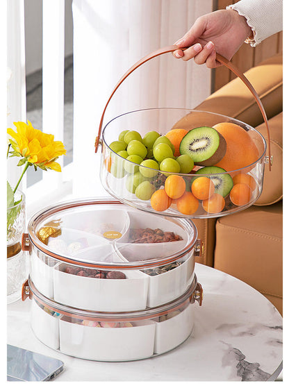 Luxury Big Transparent Round Hamper Box with Lid & Handle | Premium Gift Packaging
