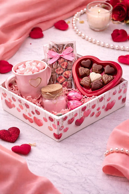 Valentine Heart Print Hamper Box – White