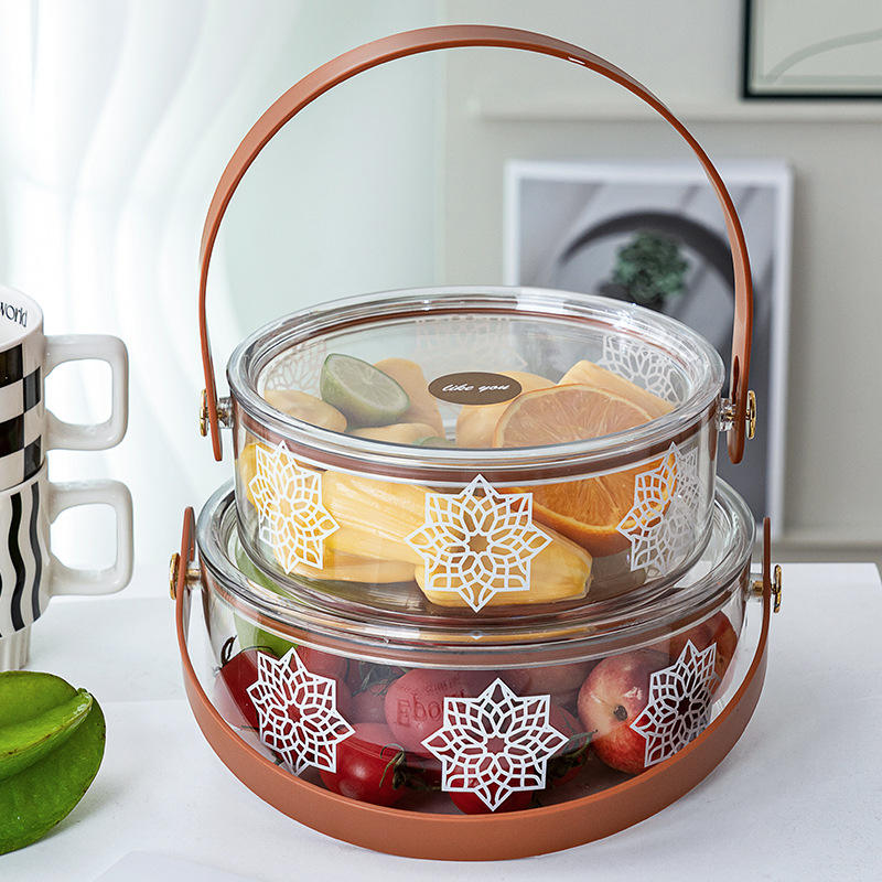 Luxury Small Transparent Round Hamper Box with Lid & Handle | Premium Gift Packaging
