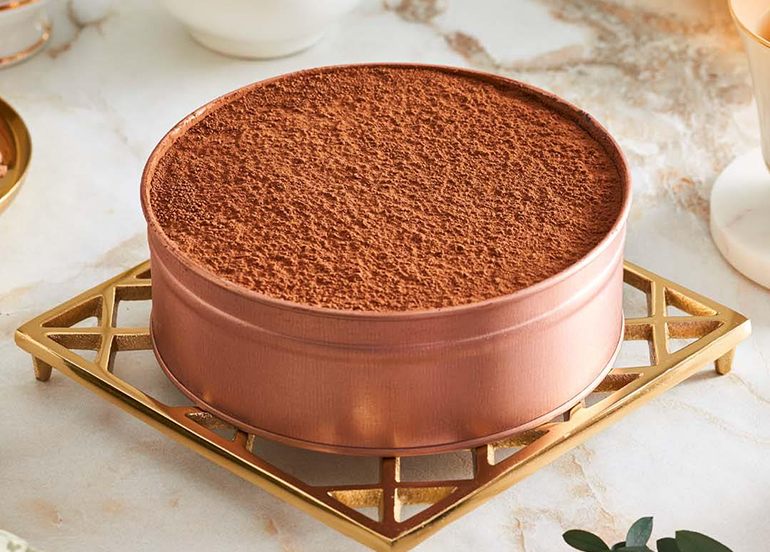 Rose Gold Imported Dream Cake Tin Box with Lid | Premium Cookie & Dessert Storage Tin | 5.5 x 2 Inches