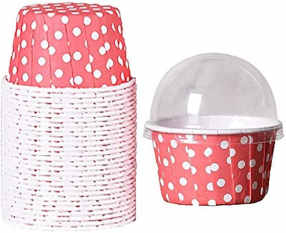 Pink Polka Dot Dessert Cups with Dome Lid | Polka Dot Dessert Cups with Dome Lid