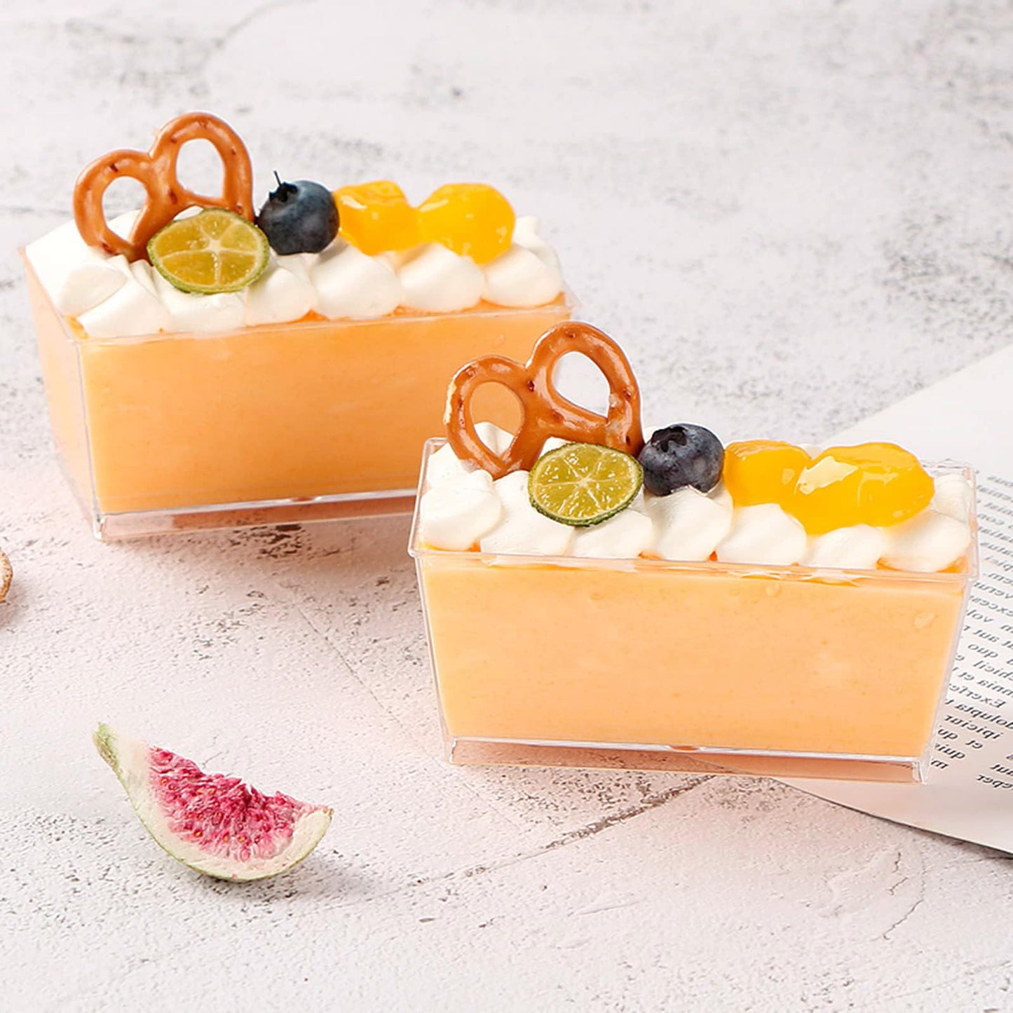 Clear Rectangular Dessert Cups with Lid – Ideal for Pudding, Mousse, Ice Cream & More